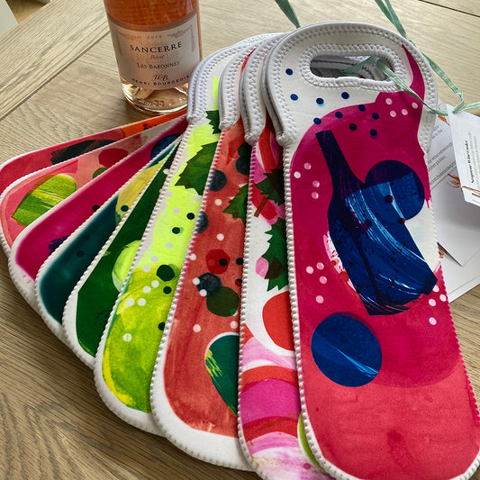 Handprinted Neoprene Wine Cooler